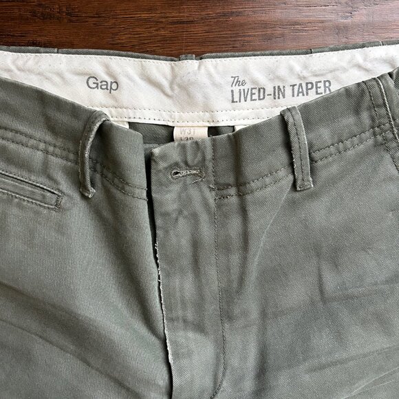 Gap mens lived in taper chino pants olive color size 31 x 29 - Picture 2 of 5